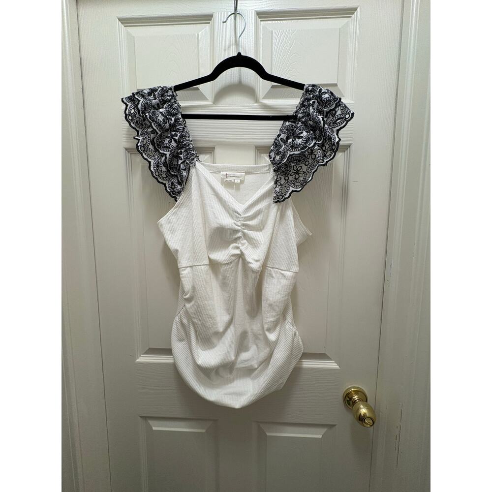 NWT Anthropologie Tank black lace eyelet shoulders 3X